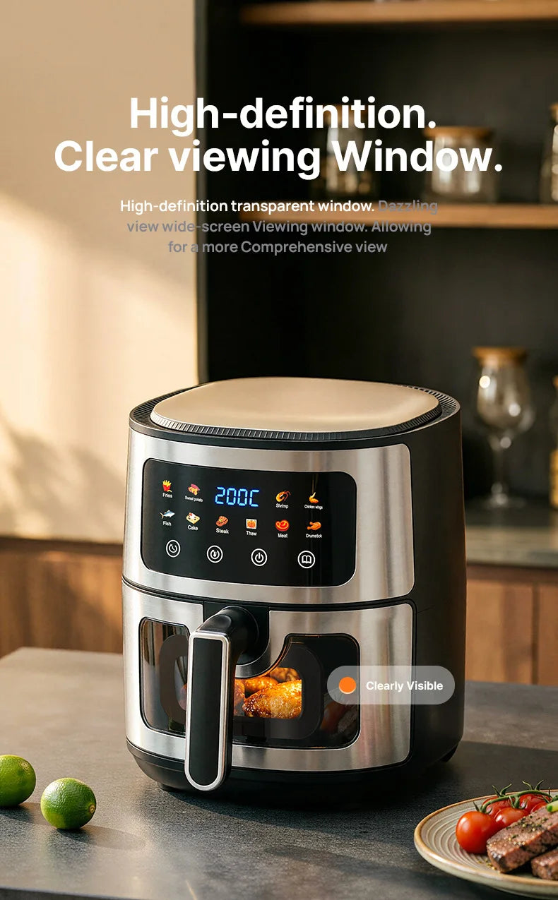 Premium 8L Large Air Fryer with Visible Window & Digital Touchscreen