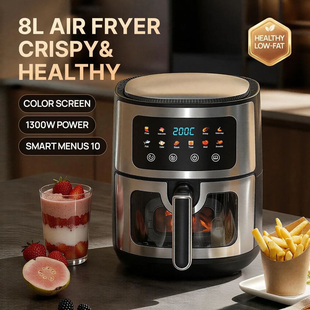 Premium 8L Large Air Fryer with Visible Window & Digital Touchscreen