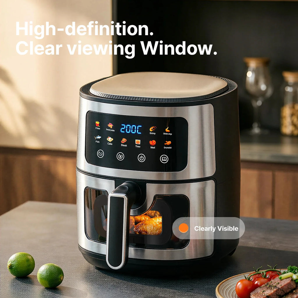 Premium 8L Large Air Fryer with Visible Window & Digital Touchscreen
