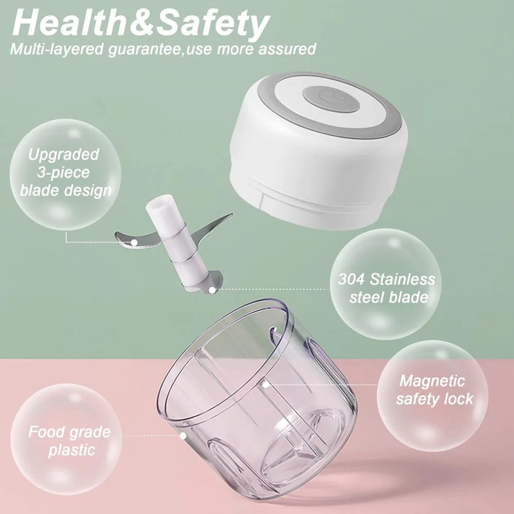 USB Rechargeable Electric Garlic Mincer - 250ML Portable Food Chopper | One-Touch Operation