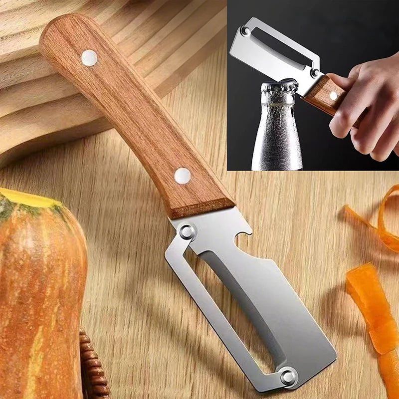 Bamboo 3-in-1 Vegetable Peeler - Ergonomic Kitchen Tool for Carrots, Potatoes & Fruits | Julienne + Peeling + Slicing