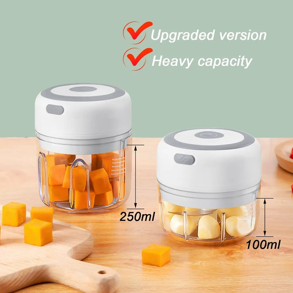 USB Rechargeable Electric Garlic Mincer - 250ML Portable Food Chopper | One-Touch Operation