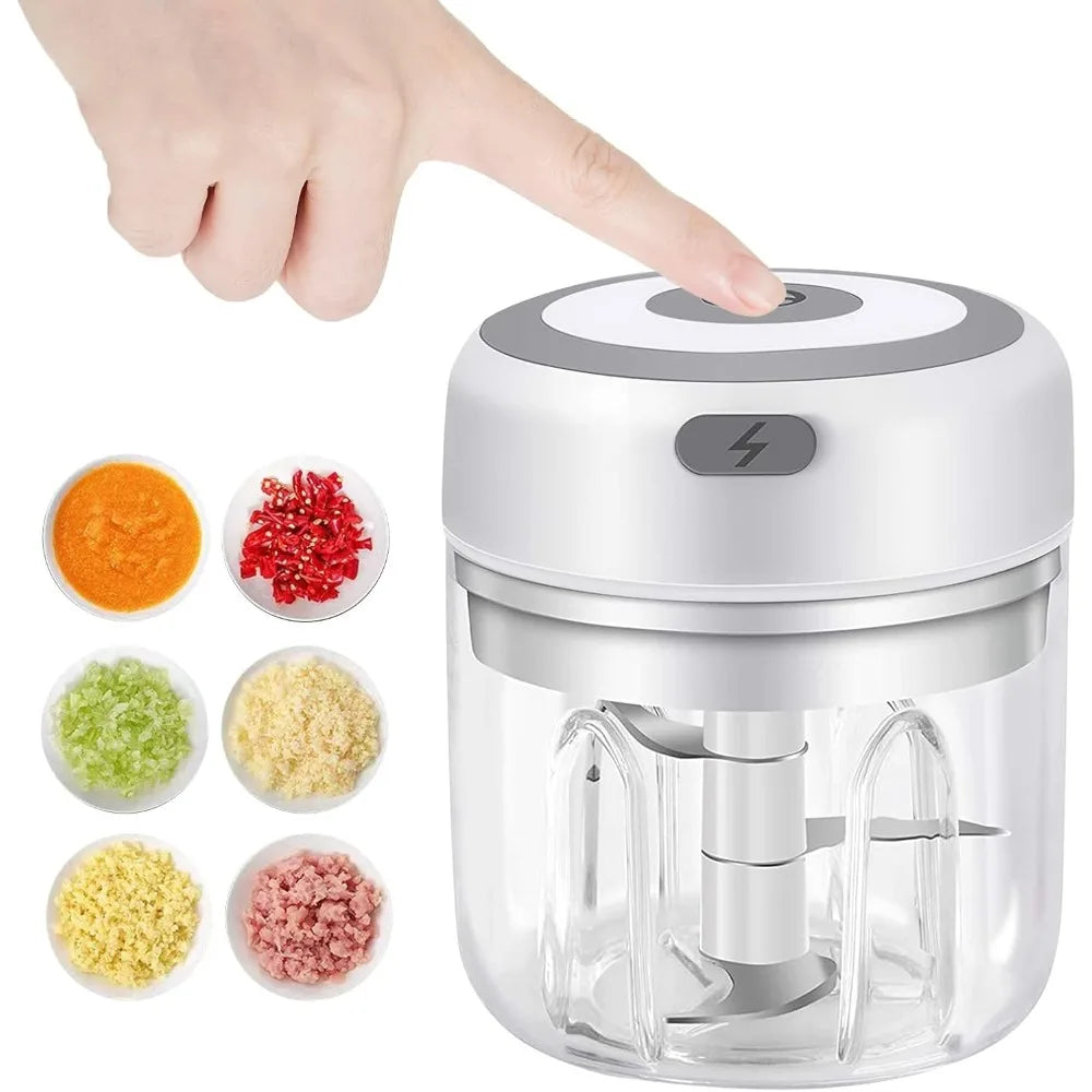 USB Rechargeable Electric Garlic Mincer - 250ML Portable Food Chopper | One-Touch Operation