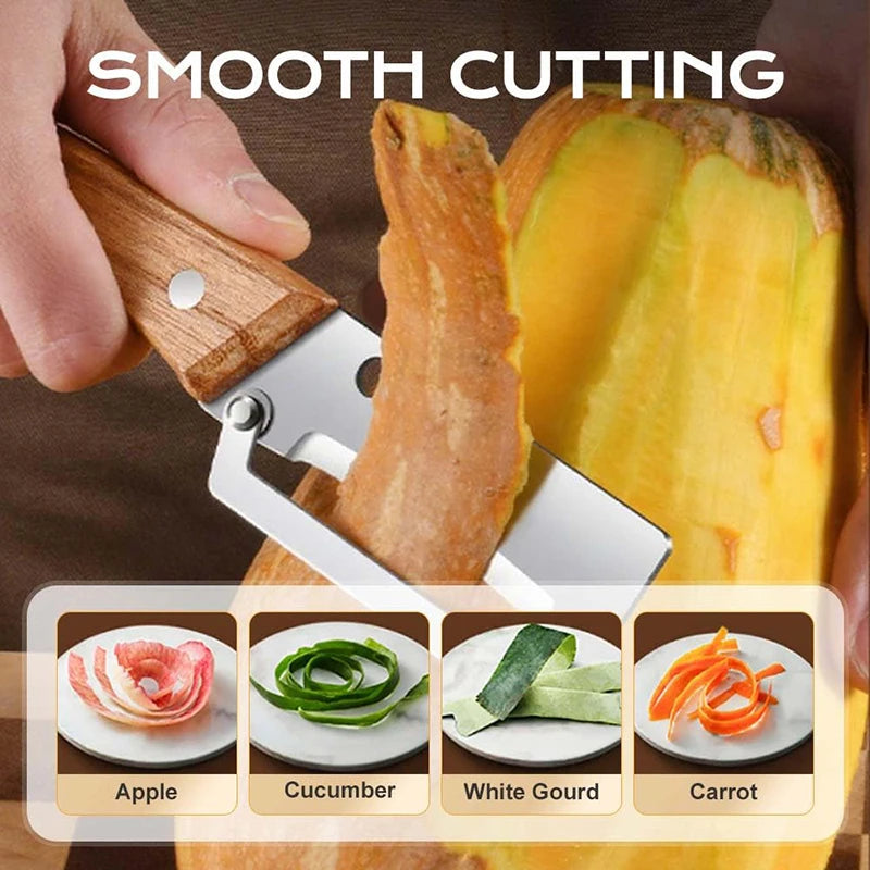 Bamboo 3-in-1 Vegetable Peeler - Ergonomic Kitchen Tool for Carrots, Potatoes & Fruits | Julienne + Peeling + Slicing