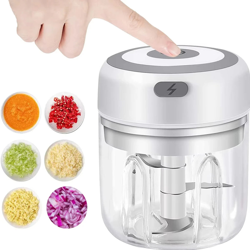 USB Rechargeable Electric Garlic Mincer - 250ML Portable Food Chopper | One-Touch Operation