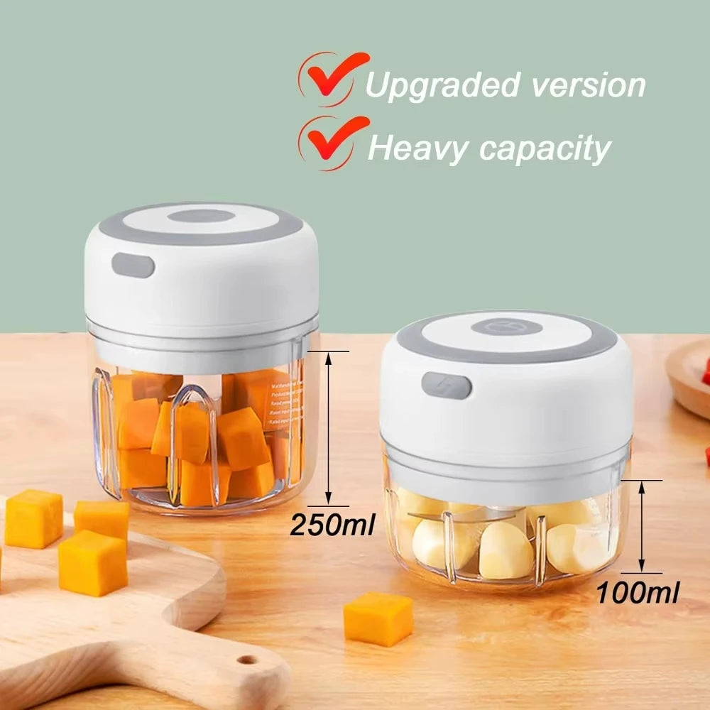 USB Rechargeable Electric Garlic Mincer - 250ML Portable Food Chopper | One-Touch Operation