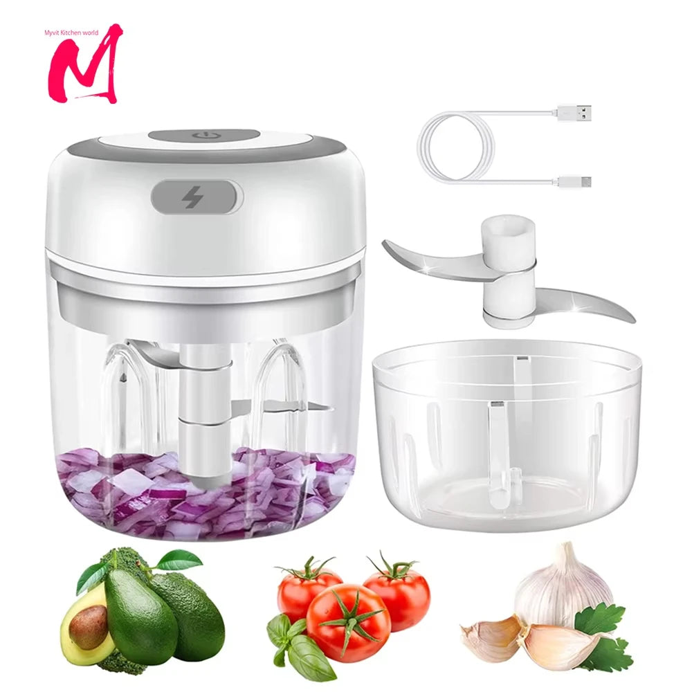 USB Rechargeable Electric Garlic Mincer - 250ML Portable Food Chopper | One-Touch Operation