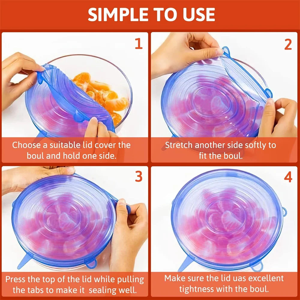 Reusable Silicone Stretch Lids – 6 Pack
